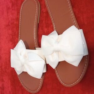 Women's White Bow Sandals